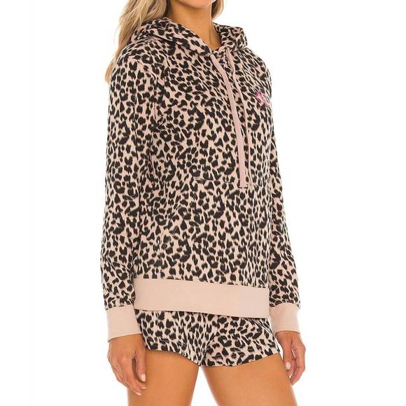 NEW CALVIN KLEIN glisten lounge hoodie in leopard honey almond - Picture 2 of 3